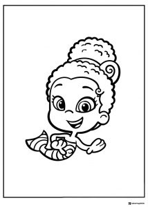 Bubble Guppies coloring page of a smiling Oona