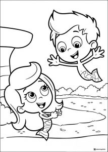 Bubble Guppies coloring page with Gil and Molly swimming