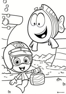 Bubble Guppies coloring page with Gil and Mr. Grouper underwater