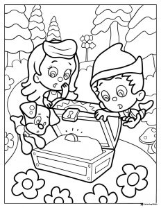 Bubble Guppies with treasure chest coloring page