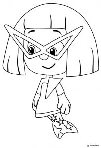 Bubble Guppy with superhero mask and star tail coloring page