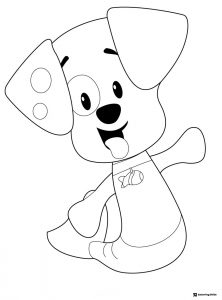 Bubble Puppy sitting and wagging tail coloring page