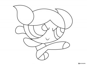 Bubbles Powerpuff Girl Coloring Page in Action Pose