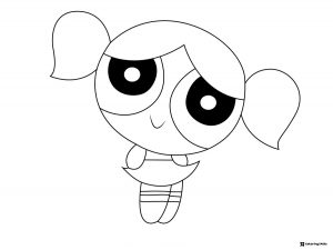 Bubbles Powerpuff Girl Coloring Page looking sweet