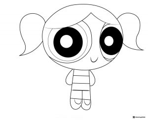 Bubbles Powerpuff Girl standing and smiling Coloring Page