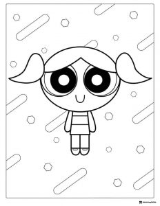 Bubbles Powerpuff Girl with geometric shapes Coloring Page