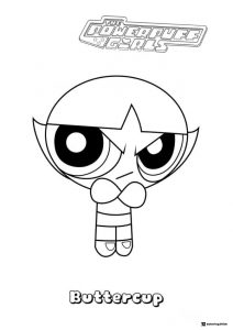 Buttercup Powerpuff Girl Coloring Page arms crossed