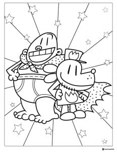 Captain Underpants and Dog Man coloring page with stars