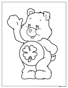 Care Bear Coloring Page with a four leaf clover
