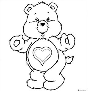 Care Bear Coloring Page with a large heart on its belly