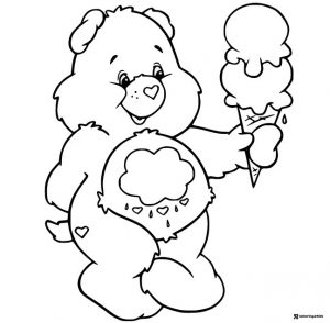 Care Bear Coloring Page with ice cream cone