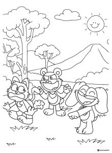 Catnap Dogday and another character outdoors Coloring Page