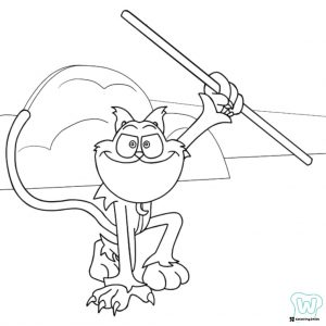 Catnap holding a stick Coloring Page