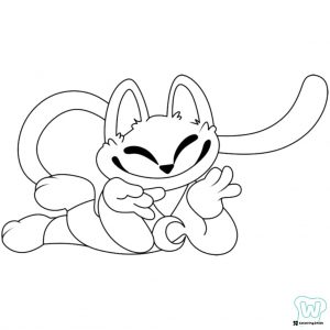 Catnap laying down and smiling Coloring Page