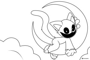 Catnap on the crescent moon Coloring Page
