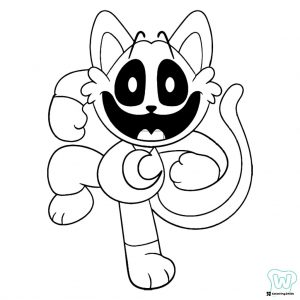 Catnap running with a big smile Coloring Page