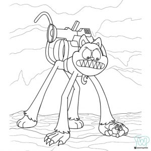 Catnap with a backpack and sharp teeth Coloring Page