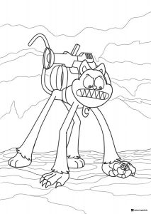 Catnap with backpack on four legs Coloring Page
