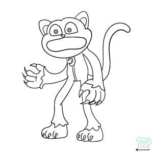 Catnap with wide open mouth and sharp claws Coloring Page