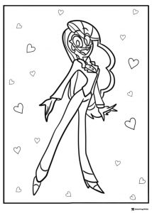 Charlie Hazbin Hotel Coloring Page with hearts