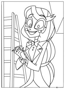 Charlie Hazbin Hotel Coloring Sheet by a ladder