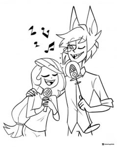 Charlie and Alastor Singing Coloring Sheet