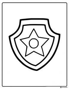 Chase Badge Coloring Page with Star Emblem Design