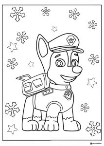 Chase Coloring Page in Snow with Police Uniform