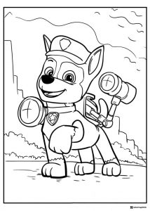 Chase Coloring Page with Megaphone and Net Launcher