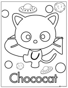 Chococat Space Themed Coloring Page