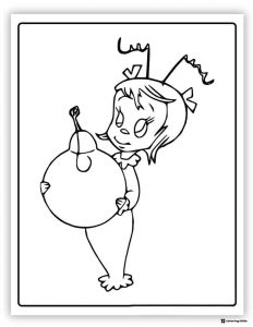 Cindy Lou Who Holding Ornament Coloring Page