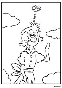 Cindy Lou Who with Flower Coloring Page