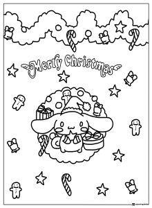 Cinnamoroll Christmas Coloring Sheet in Snow