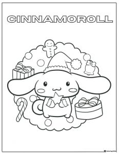 Cinnamoroll Christmas Holiday Coloring Page