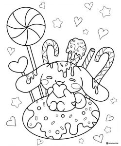 Cinnamoroll Coloring Page Covered in Candy and Sprinkles