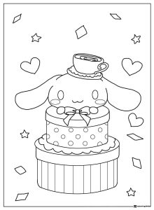 Cinnamoroll Coloring Page on Stacked Gifts