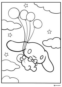 Cinnamoroll Coloring Sheet on Cloud with Rainbow
