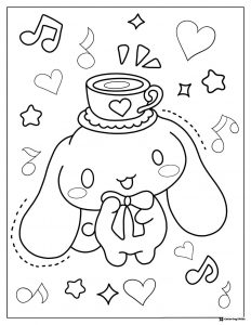 Cinnamoroll Coloring Sheet with Teacup Hat
