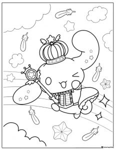Cinnamoroll Princess Flying Coloring Page