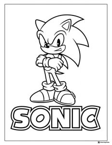 Classic Sonic Coloring Sheet with Bold Name Text