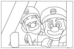 Close up of Mario and Luigi Coloring Page
