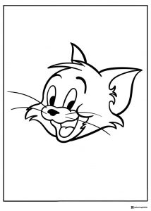 Close up of Toms head with a big smile coloring page