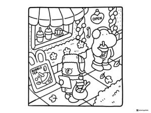 Coco Wyo Coloring Page Animals drinking bubble tea
