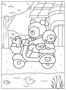 Coco Wyo Coloring Page Animals riding a scooter