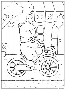 Coco Wyo Coloring Page Bear riding a bicycle