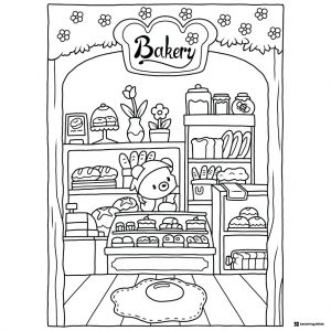 Coco Wyo Coloring Page Bear working in a bakery