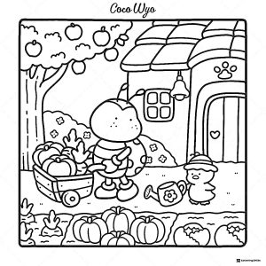 Coco Wyo Coloring Page Bee harvesting pumpkins