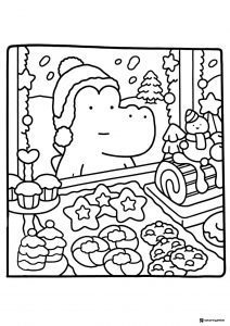 Coco Wyo Coloring Page Hippo looking at pastries
