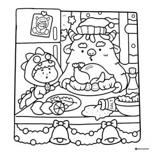 Coco Wyo Coloring Page Monsters preparing a holiday meal