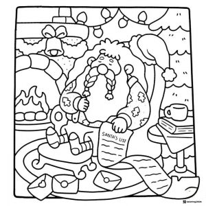 Coco Wyo Coloring Page Santa checking his list